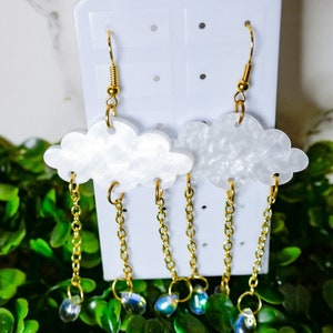 Cloud and Rain Earrings | Clay Earrings | Acrylic Earrings | Statement Earrings | Handmade Earrings | Mothers day gift
