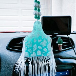 Cow Tag Cheetah Glitter Freshie | Car Air Freshener Hanging | Custom Car Air Freshener | New Car Gift | Car Scent Freshie | Car Diffuser