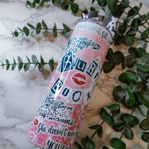 Burn Book Skinny Tumbler | Mean Girls Movie Inspired Tumbler |  Sublimation Tumbler | Book Tumbler | Pink Glitter Tumbler