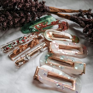3 pack Glitter Resin Hair Clips | Hair Barrette | Resin Hair Barrette | Resin Hair Accessories | Snap Hair Clip | Glitter Hair Clip