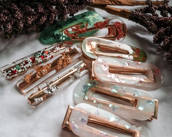 Glitter Resin Hair Clips 3-Pack | Handmade Snap Barrette