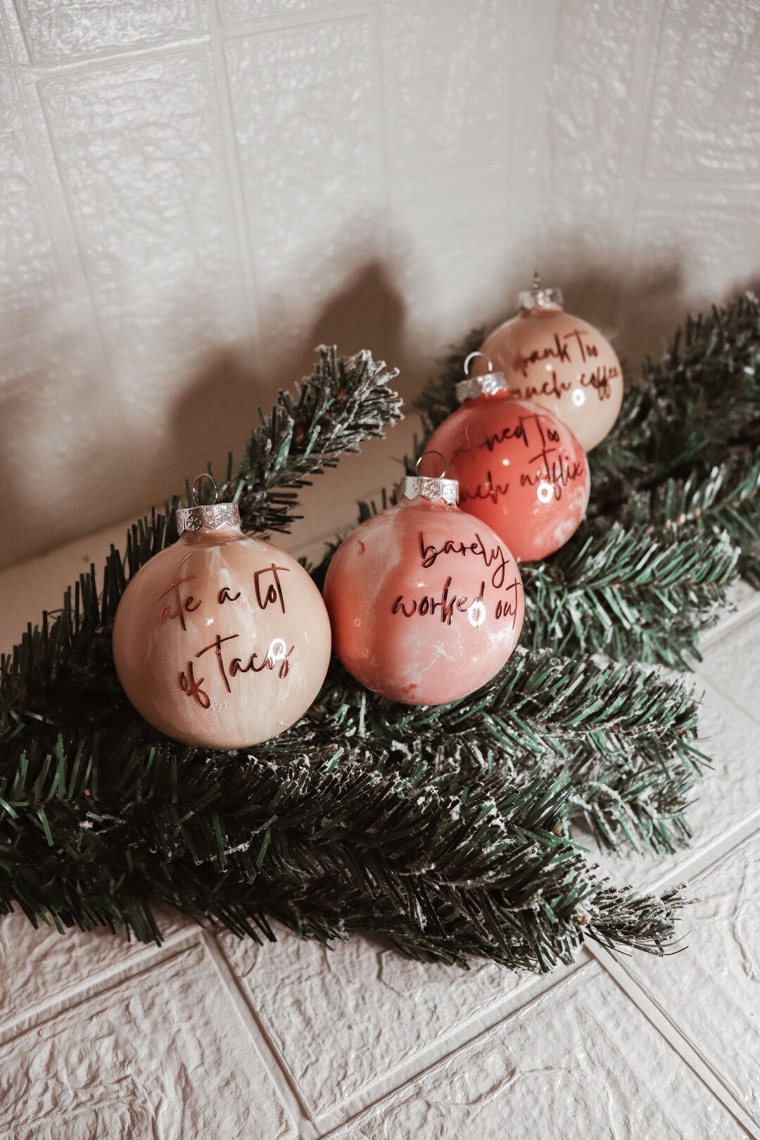 Funny Boujee Ornaments 5 Pack Glass Ornaments Hand Painted Glass