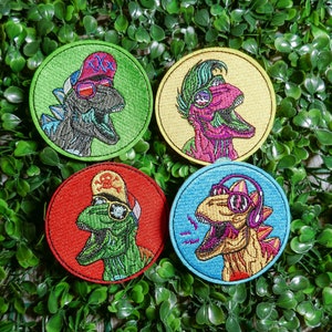 Dinosaur Embroidery Patch | Four Colors | Dinosaur Applique | Iron On Patch | Embroidered Patches | Patches for Jackers