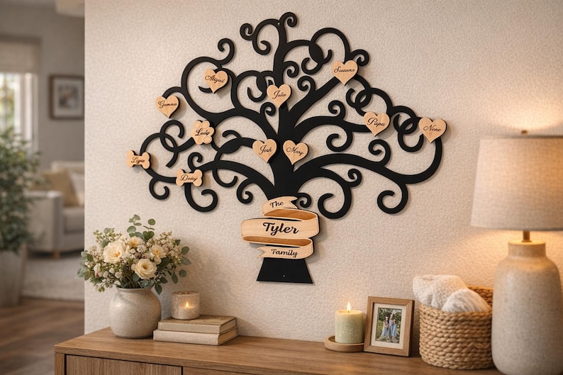 Large Family Tree Wall Hanging | Custom Family Tree | Metal Family Tree ...