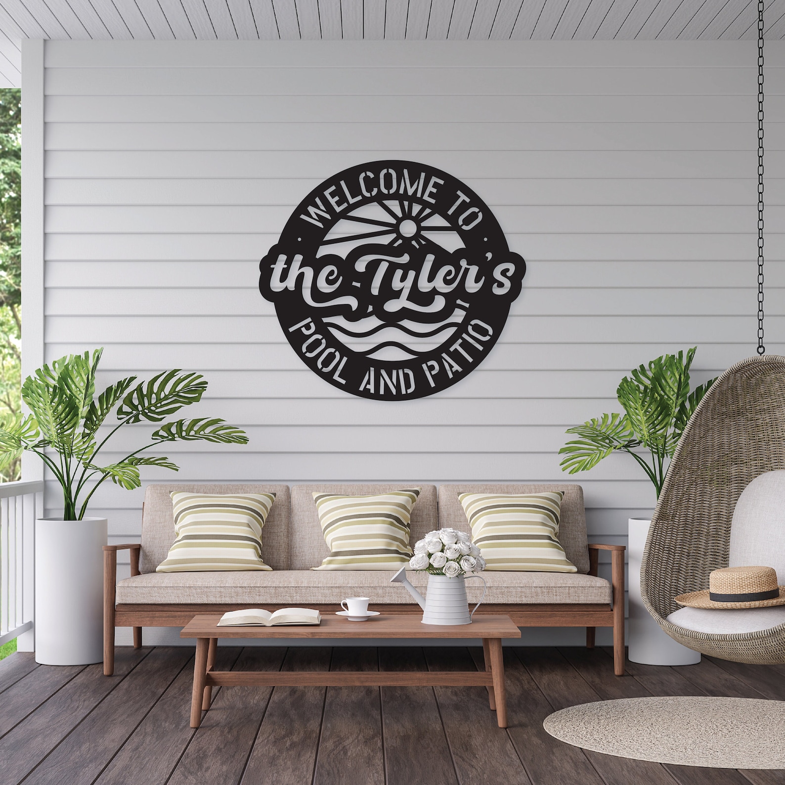 Custom Last Name Pool and Patio Metal Sign, Personalized Porch Decor - Etsy