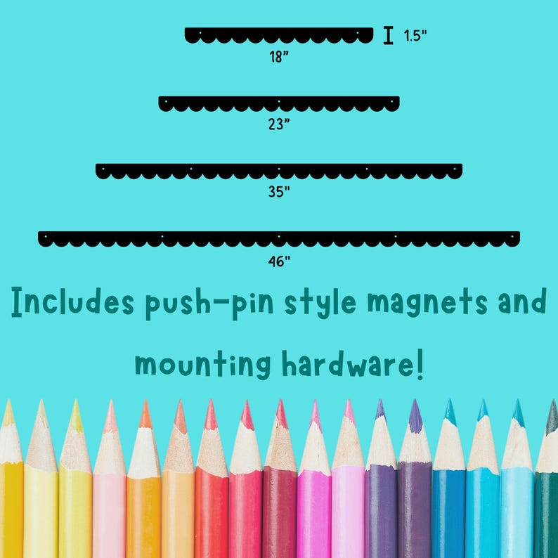Scalloped Kids Art Display Bar Magnetic Artwork Display Sign Kids Drawing Display Playroom Decor Homeschool Wall Art Frameless Photo Frame image 6