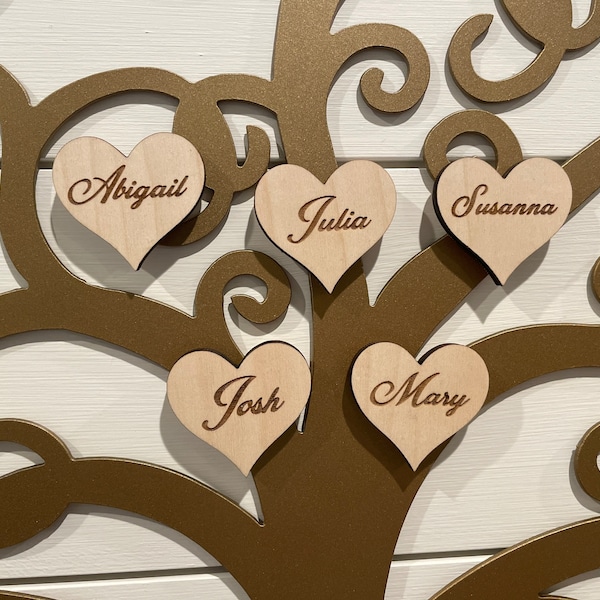 Personalized Heart Magnets | Name magnets | Custom wooden magnets | Family Tree Names