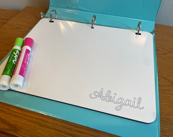 Personalized White board | White Board with Name | White board for Binder | Handwriting Practice | Dry Erase Board with letters