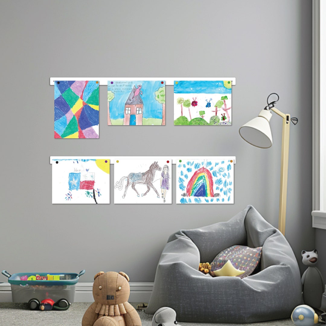 Kids Art Display Bars, Playroom Wall Art, Childs Room Decor