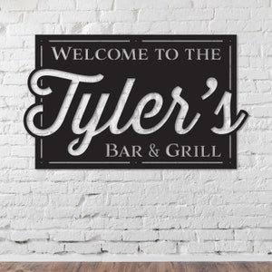 Custom Metal Bar & Grill Sign, Personalized Family BBQ, Decorative Patio and Pool Outdoor Business, Metal Grilling Sign, Backyard BBQ Sign
