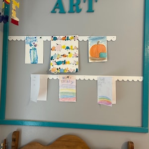 Scalloped Kids Art Display Bar Magnetic Artwork Display Sign Kids Drawing Display Playroom Decor Homeschool Wall Art Frameless Photo Frame image 15