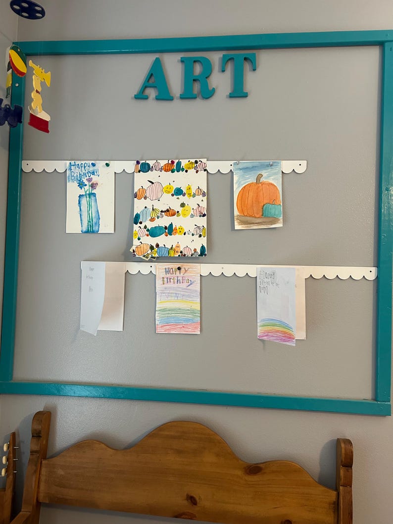 Scalloped Kids Art Display Bar Magnetic Artwork Display Sign Kids Drawing Display Playroom Decor Homeschool Wall Art Frameless Photo Frame image 15