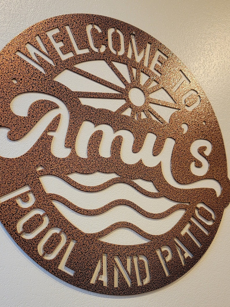 Custom Last Name Pool and Patio Metal Sign, Personalized Porch Decor - Etsy