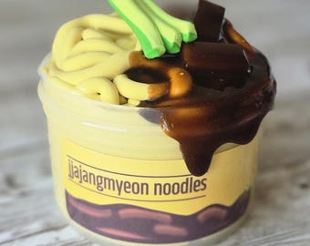 Jjajangmyeon Noodles Slime , Cloud cream slime Texture,  ASMR gifts Gifts for kids DIY slime Fun gifts food lover gifts Ramen slime Kpop