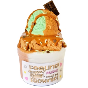 realistic food slime diy slime kit, brownie cloud cream diy clay scented slime kit, sensory toy, slime for kids, slime shops, best slime