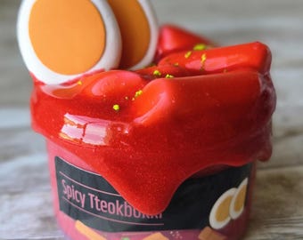 Spicy Tteokbokki Slime , Cloud cream slime Texture,  ASMR gifts Gifts for kids DIY slime Fun gifts food lover gifts Ramen slime Kpop