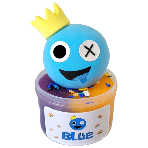 blue rainbow friends birthday slime, icee slime, gamer slime, roblox gifts, slime shop, slime birthday gifts, blue, diy clay slime kit,slime