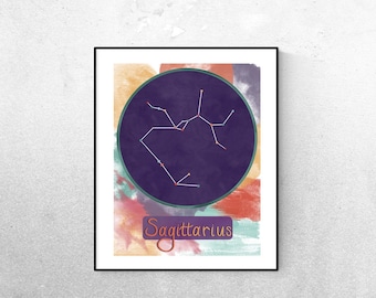Sagittarius Zodiac Print: Astrology Constellation Art (Digital Download)