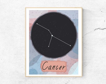 Cancer Zodiac Print: Astrology Illustration (PDF, JPG)