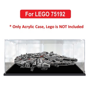 May include: Clear acrylic display case for LEGO Star Wars Millennium Falcon 75192. The case has a black base and is designed to protect and showcase the model. *Only Acrylic Case, Lego is NOT Included*