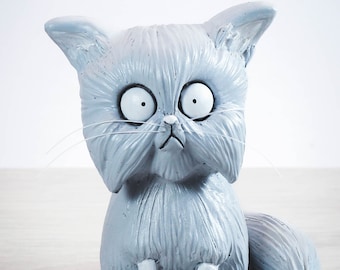 White cat / Mr Whiskers inspired / fanart / inspired by Frankenweenie / Tim Burton fan art