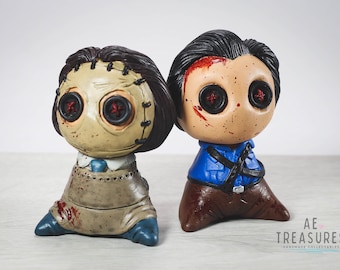Mini horror figures / horror figures inspired by evil dead / inspired by leather face / horror fan art