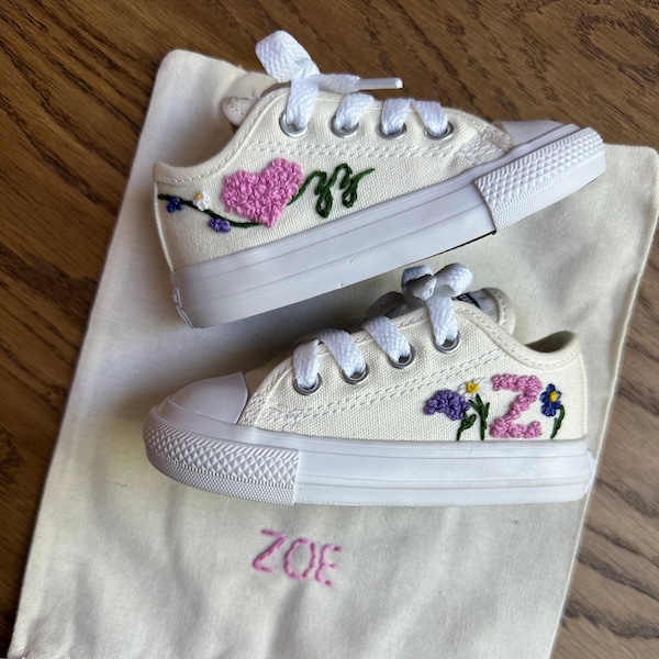 Baby Toddler Converse w/ Custom Hand Embroidery - Zoe Love
