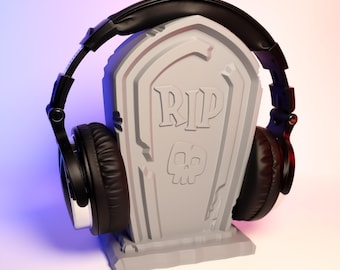 Tombstone Headphone Stand | Gothic Halloween Desk Decor for Gamers