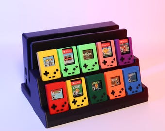 Mini Gameboy Display Dock Case for Switch Game Cartridge Holds 10 Games Retro Gaming Accessory Compact Game Organizer Perfect for Gamers