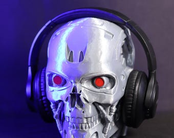 Terminator T-800 Endoskeleton Headset Holder, Sci-Fi Gamer Desk Decor