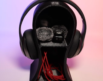 Headphone Stand with Integrated Organizer Shelf