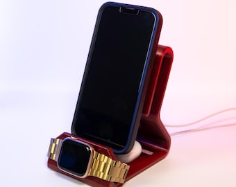 iPhone MagSafe Holder and Apple Watch Dock Sleek Charging Station Modern Desk Accessory Perfect for Apple Device Organization