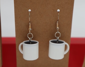 Coffee Mug Earrings 3D printed