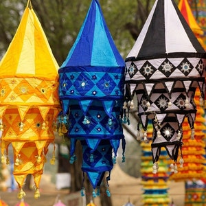 Confezione da 50 lanterne indiane in seta, decorazioni per matrimoni boho, lanterne boho, lampade pieghevoli, tende colorate, lampadari da giardino, tessuto di cotone