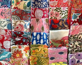 100 Pack van diverse servetten, Boho Servet, Mix en Match Block Print Servetten, Handblok Servetten Set, Handgemaakt in India