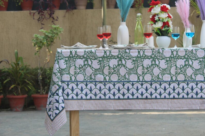 French Tablecloth Cover, Block Printed Tablecloth, Indian Table Linen