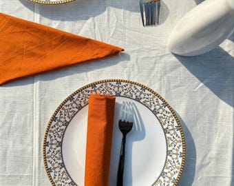 Confezione da 100 tovaglioli di stoffa color arancio bruciato / Lavati a pietra, morbidi e riutilizzabili / Tovaglioli per tavola, pranzo / Disponibili anche in misure personalizzate.