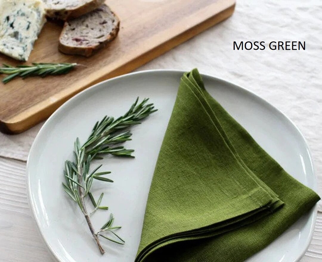 Gathered Garden Napkins in Moss Green- Set of 4