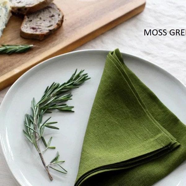 100 Pack- MOSS GREEN Napkins, Natural Cotton Napkins, Perfect for Wedding Washable Napkins All Custom Size Make For You - 10"x10" to 20"x20"