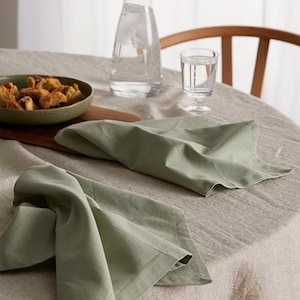 Paquete de 100 servilletas verde salvia, servilletas de algodón hechas a mano para decoración de bodas y Navidad, servilletas lavables, servilletas de cocina en todos los tamaños personalizados.