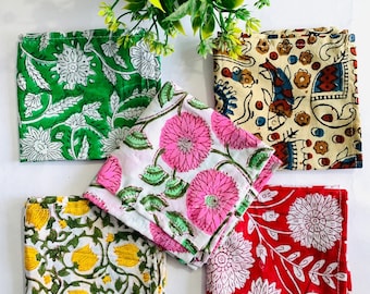 Maroon - Kalamkari Block Print Table Napkin (Set of 4) 16