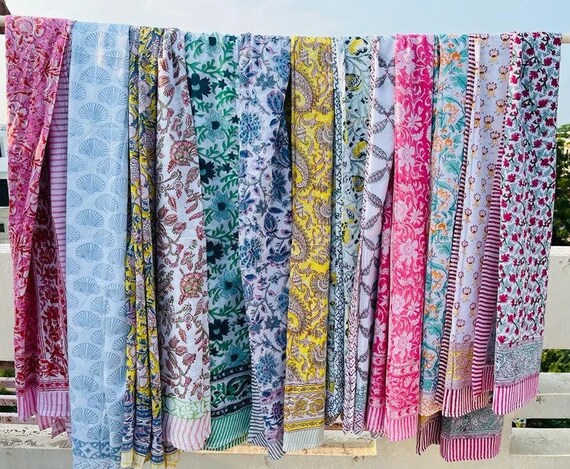 Set of Assorted Floral/Block Print Pareo Sarong f… - image 1