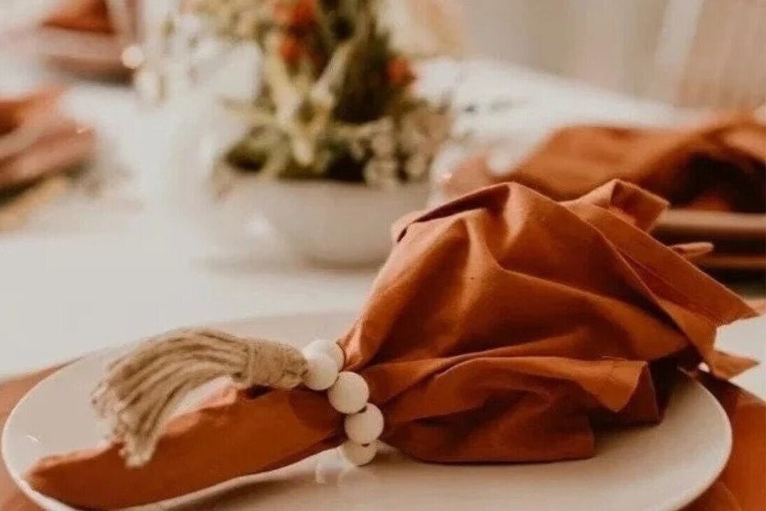 Socomi Handmade Cloth Napkins with Fringe Set of 8 Terracotta Cotton Linen  Napkins 18x18 Rustic Dinner Napkins Bulk for Wedding Party Baby Shower