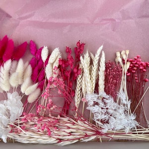 Trockenblumenmix, Trockenblumenkonfetti, bunt, uni, einfarbig, MINI, MIDI, MAXI, Diy-Set m. Metallring und Draht Pink/Rosa/Crem