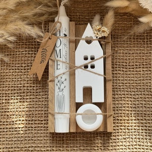 Set regalo Raysin, set regalo Light House, &quot;HOME&quot;, portacandele, candela stampata