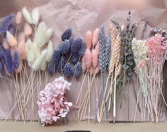 Dried flower mix, dried flower confetti, spring, summer, colorful, plain, starter box, MINI, MIDI, MAXI, DIY set with metal ring and wire.