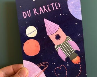 Space Postcard "You Rocket!" | Funny Birthday Card | Rocket Card | Gift for Space Fans | Kids' Birthday | A6