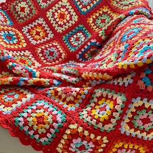 Grannysquare blanket  afghan model handmade patchwork blanket , tv blanket