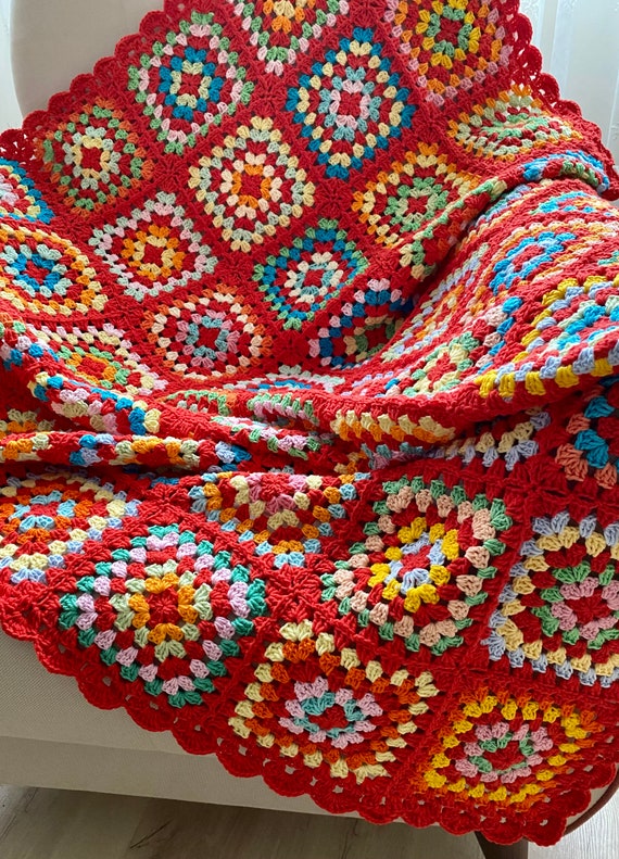 Grannysquare blanket  afghan model handmade patchwork blanket , tv blanket