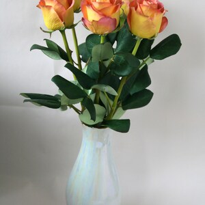 Clay yellow roses, Rose arrangement, Cold porcelain flowers bouquet, Yellow roses with coral ending, Faux roses, Artificial roses for her image 9